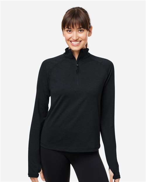 Black Marble Women&#39;s Marbled Jersey Fairway Quarter-Zip Pullover - PDP8023
