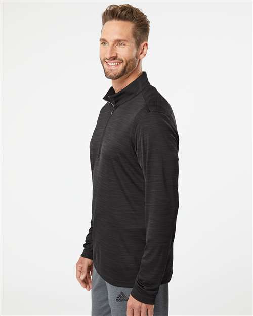 Black Melange Lightweight Mélange Quarter-Zip Pullover - A475