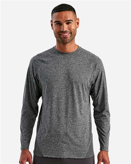 Black Melange Panelled Long Sleeve Tech T-Shirt - TD050