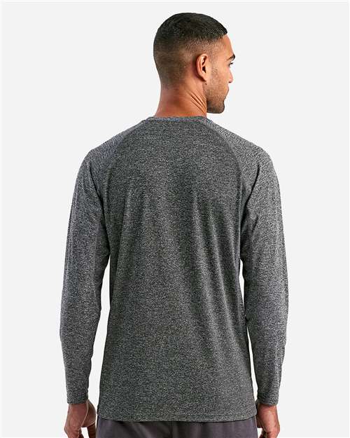 Black Melange Panelled Long Sleeve Tech T-Shirt - TD050