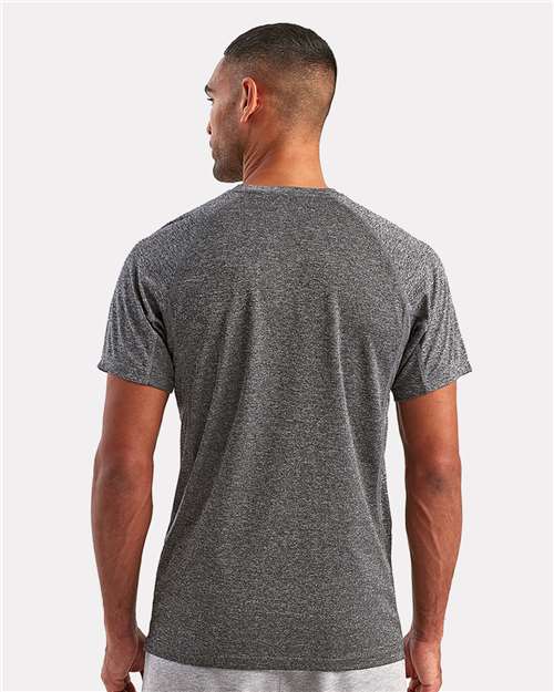 Black Melange Panelled Tech T-Shirt - TD011