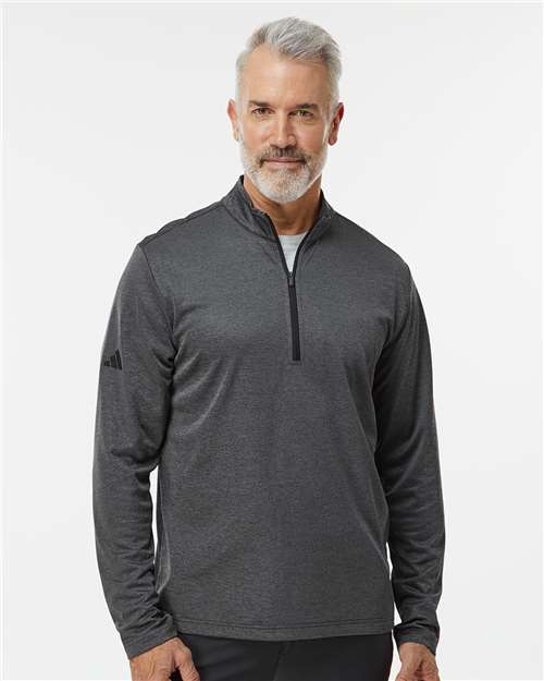 Black Melange Space Dyed Quarter-Zip Pullover - A593 plain