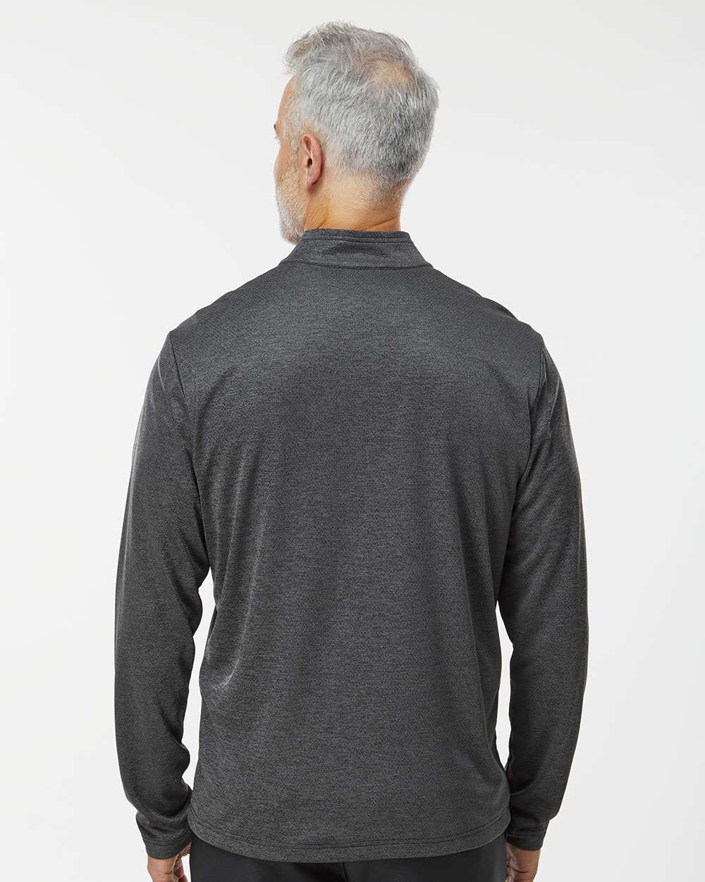 Black Melange Space Dyed Quarter-Zip Pullover - A593