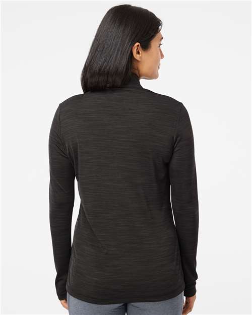 Black Melange Women&#39;s Lightweight Mélange Quarter-Zip Pullover - A476