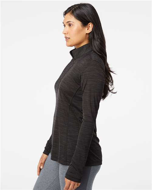 Black Melange Women&#39;s Lightweight Mélange Quarter-Zip Pullover - A476