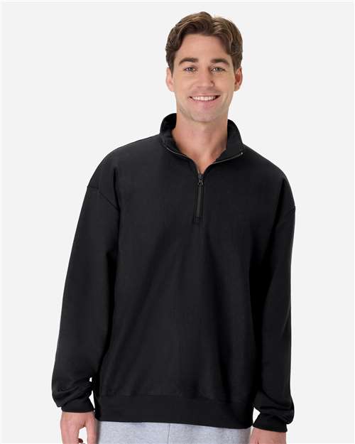 Black Men&#39;s Beefy® Sweats Premium Heavyweight Quarter-Zip Sweatshirt - OG900