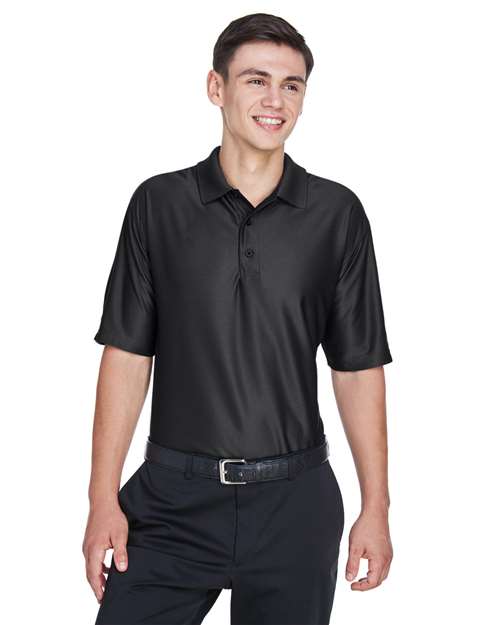 Front View of Black Men's Cool & Dry Elite Performance Polo - 8415