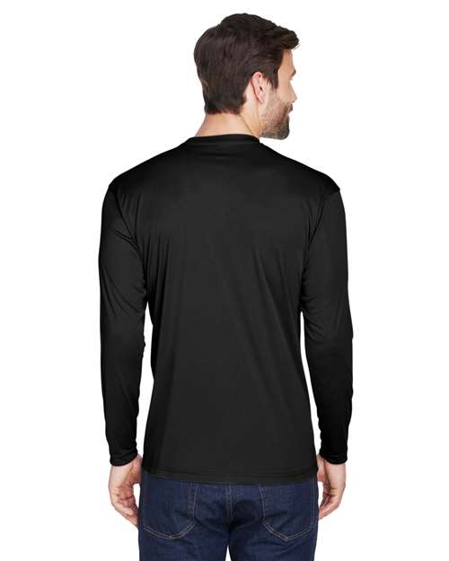 Black Men&#39;s Cool &amp; Dry Sport Long Sleeve Performance Interlock T-Shirt - 8422