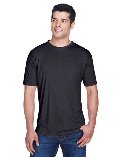 Front View of Black Men's Cool & Dry Sport Performance Interlock T-Shirt - 8420
