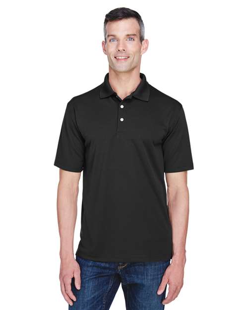 Front View of Black Men's Cool & Dry Stain-Release Performance Polo - 8445