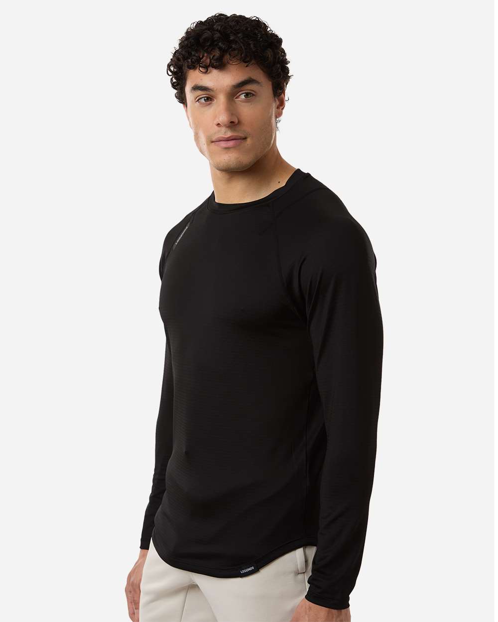 Black Men's Enzo Long Sleeve T-Shirt - LSM00T018 plain