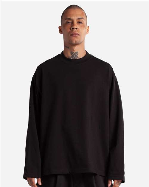 Black Men's Max Heavyweight Oversized Long Sleeve T-Shirt - MOL