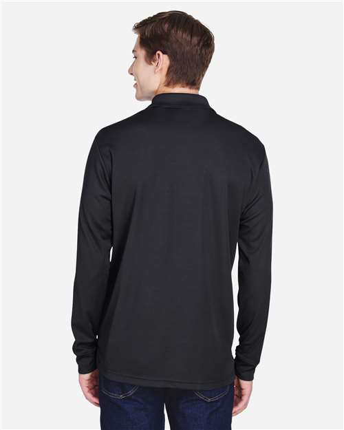 Black Men&#39;s Pinnacle Performance Long Sleeve Piqué Polo with Pocket - 88192P