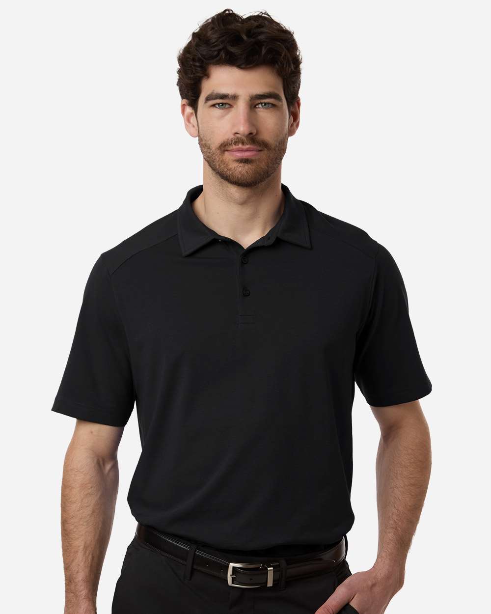 Black Men's Seaton Pebble Textured Polo - DG102 plain