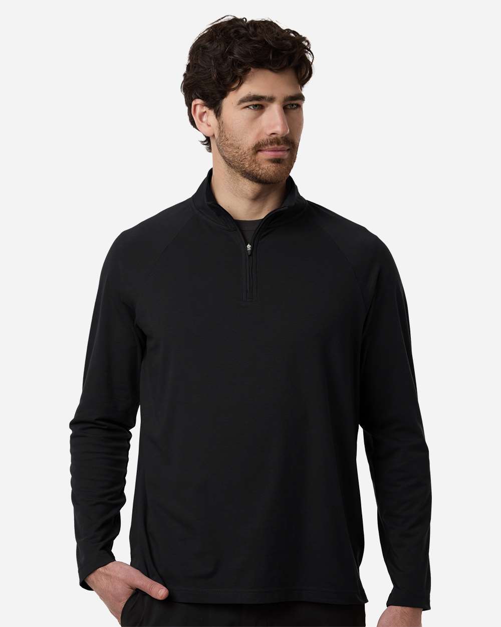 Black Men's Seaton Pebble Textured Quarter-Zip Pullover - DG402 plain