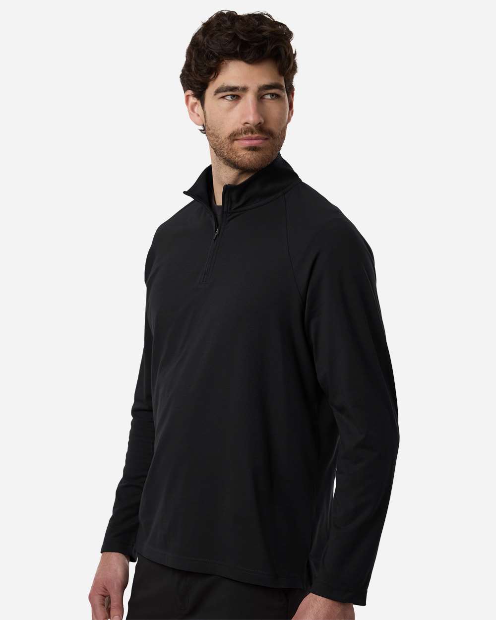 Black Men's Seaton Pebble Textured Quarter-Zip Pullover - DG402 plain