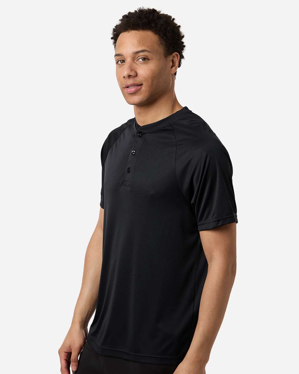 Black Men's Zone Performance Henley - TT11HN plain