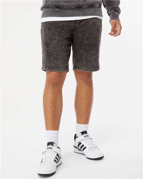 Black Mineral Wash Fleece Shorts - PRM50STMW
