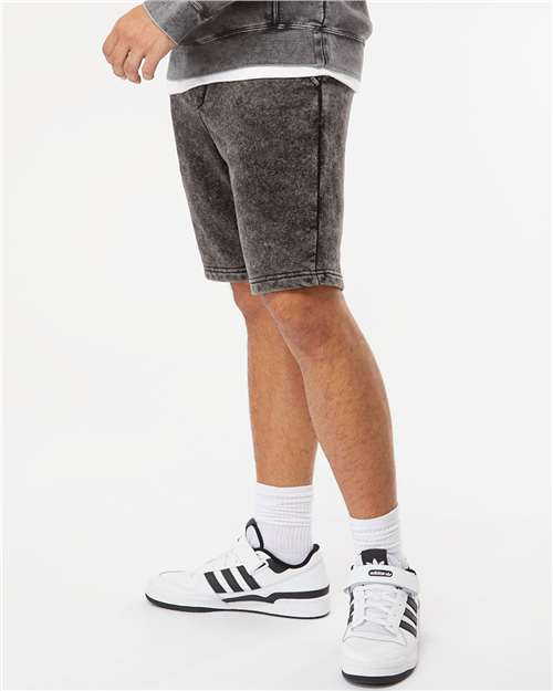 Black Mineral Wash Fleece Shorts - PRM50STMW