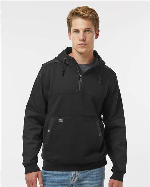 Black Mission Quarter-Zip Hooded Pullover - 7349
