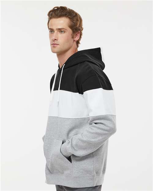 Black/ Oxford Varsity Fleece Colorblocked Hooded Sweatshirt - 8644
