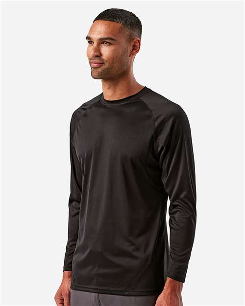 Black Panelled Long Sleeve Tech T-Shirt - TD050
