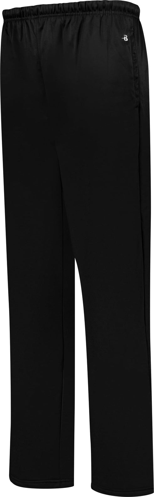 BLACK PERF. FLEECE OPEN BOTTOM PANT