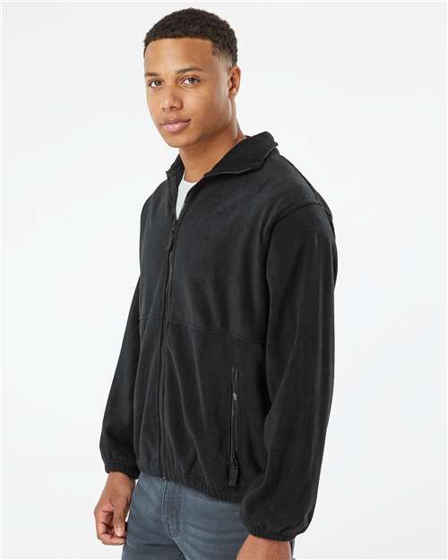 Black Polar Fleece Full-Zip Jacket - 3062
