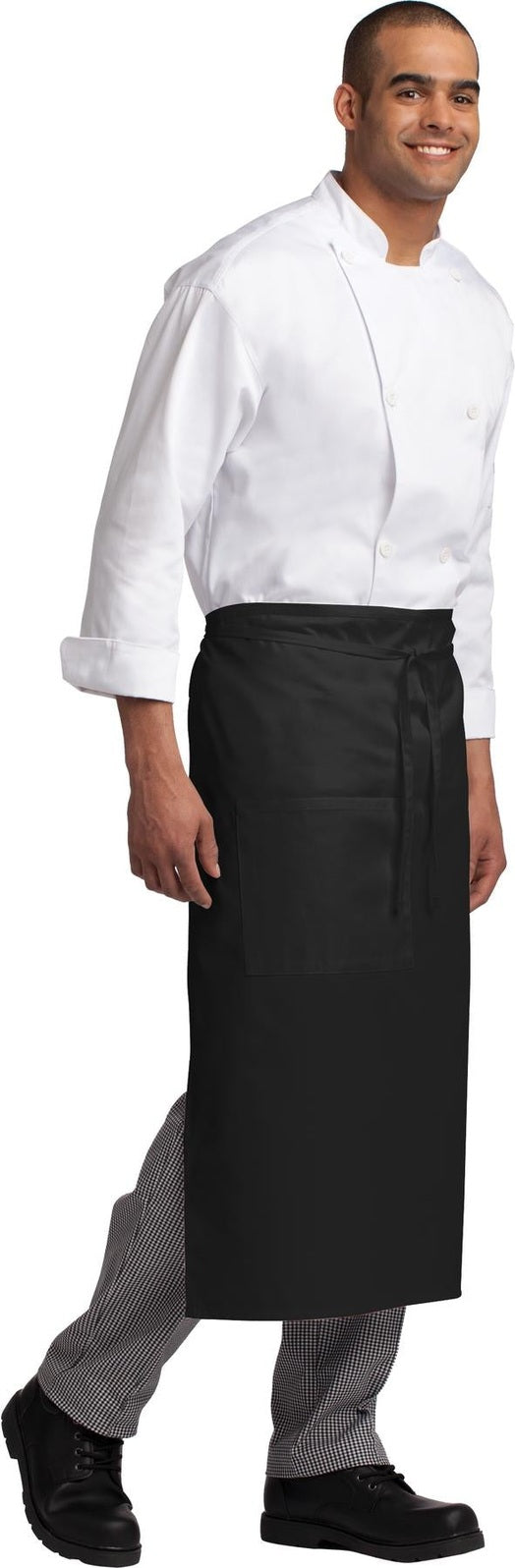Black Port Authority Easy Care Full Bistro Apron with Stain Release. A701