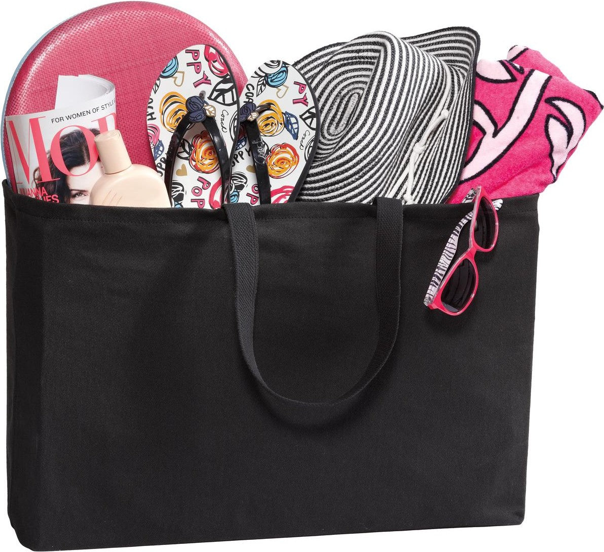 Front View of Black Port Authority - Ideal Twill Jumbo Tote. B300