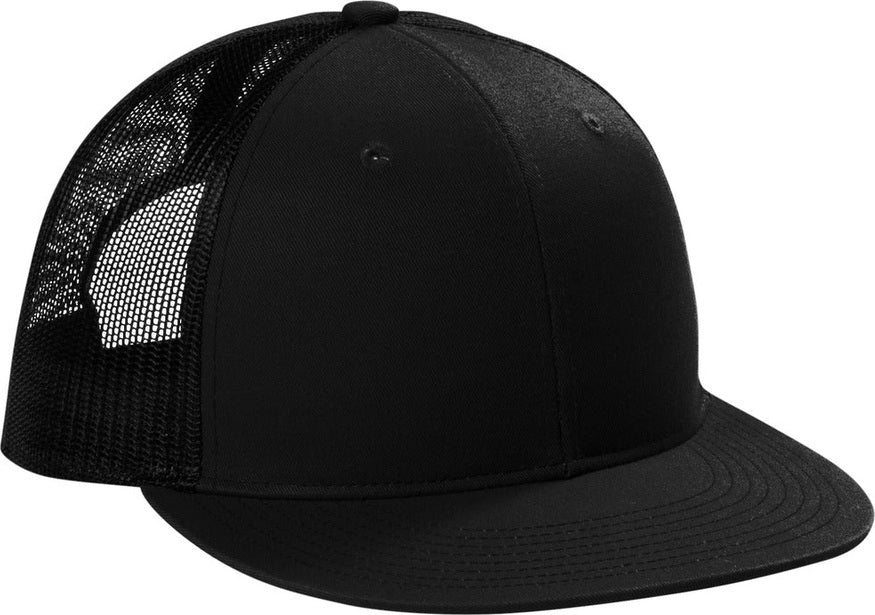 Black Port Authority Snapback Flat Bill Trucker Cap C407