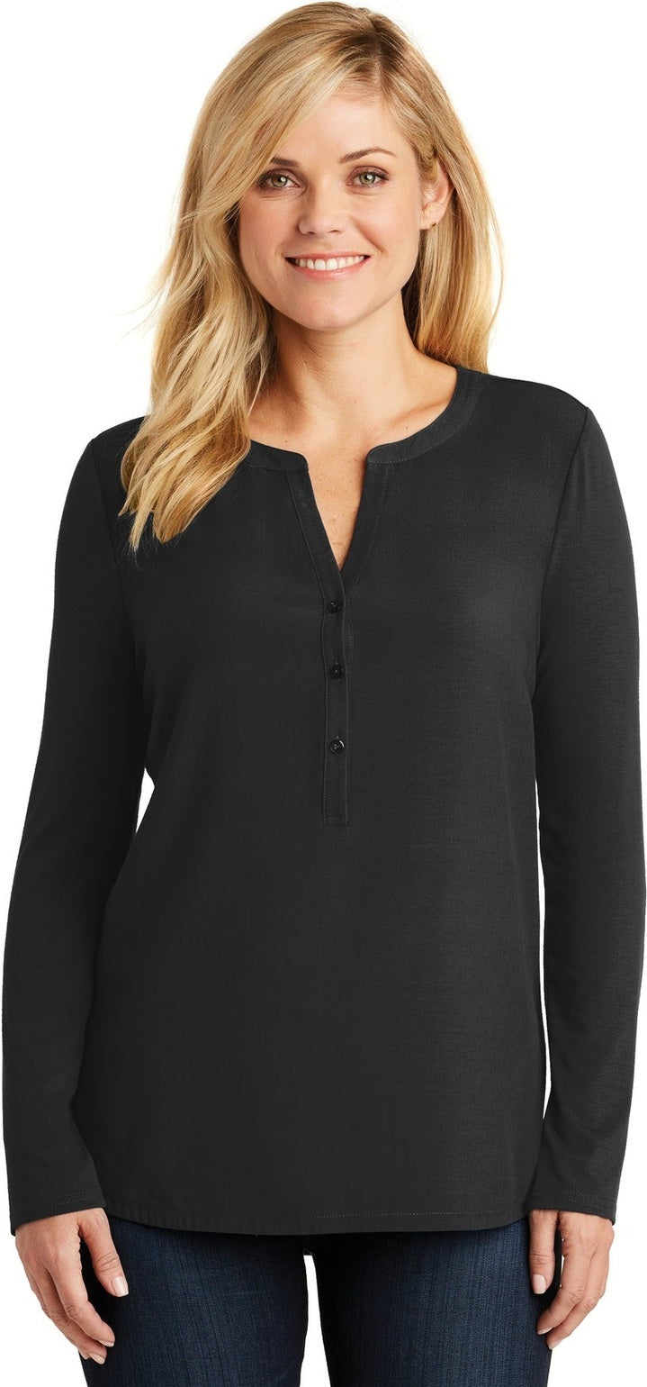 Black Port Authority Women's Concept Henley Tunic. LK5432