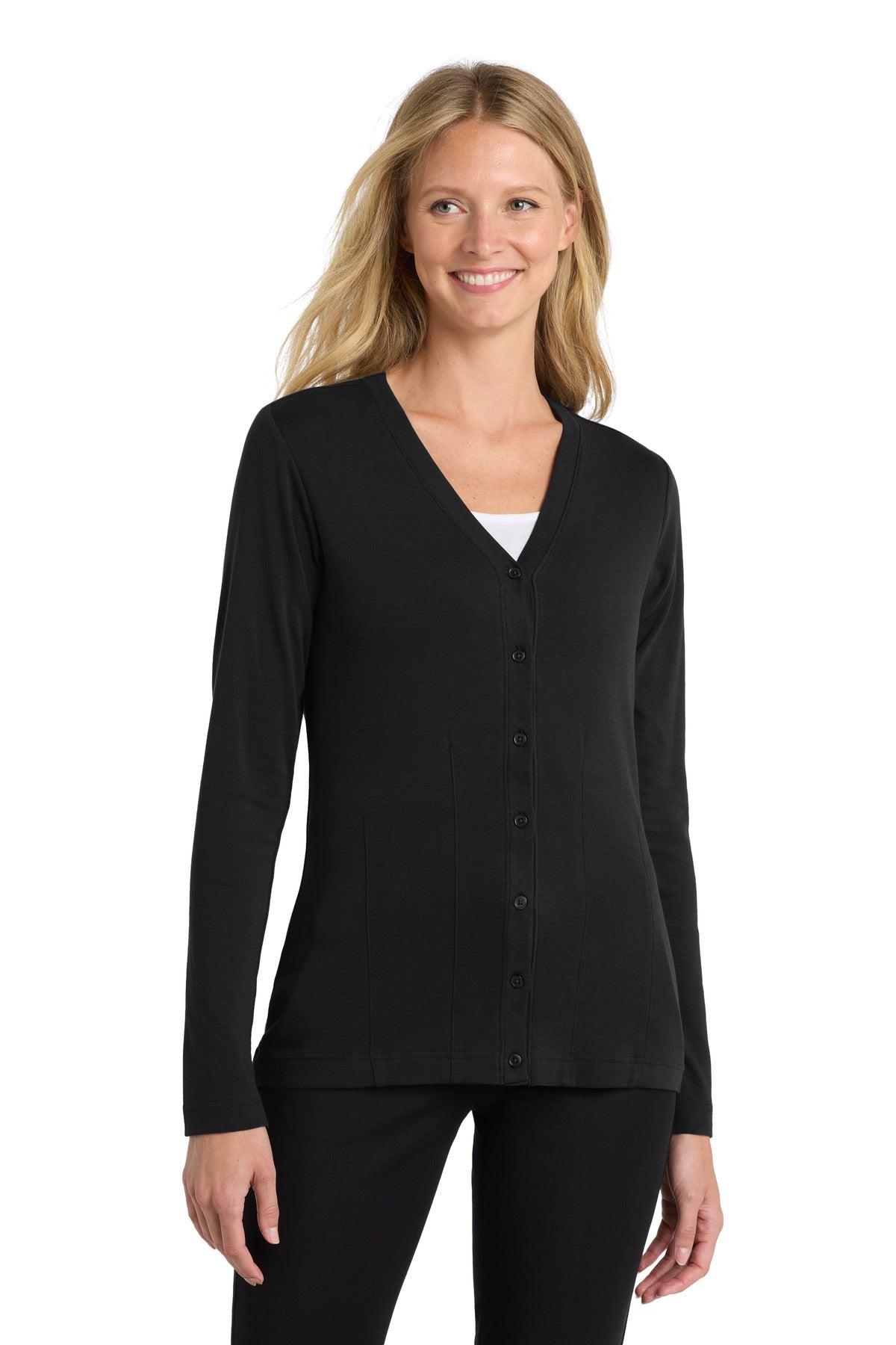 Black Port Authority Women's Modern Stretch Cotton Cardigan. L515
