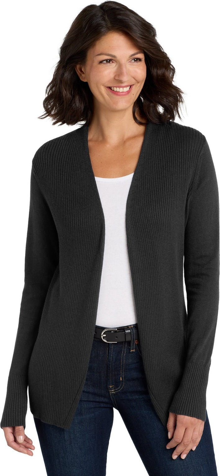Black Port Authority Women's Open Front Cardigan Sweater. LSW289
