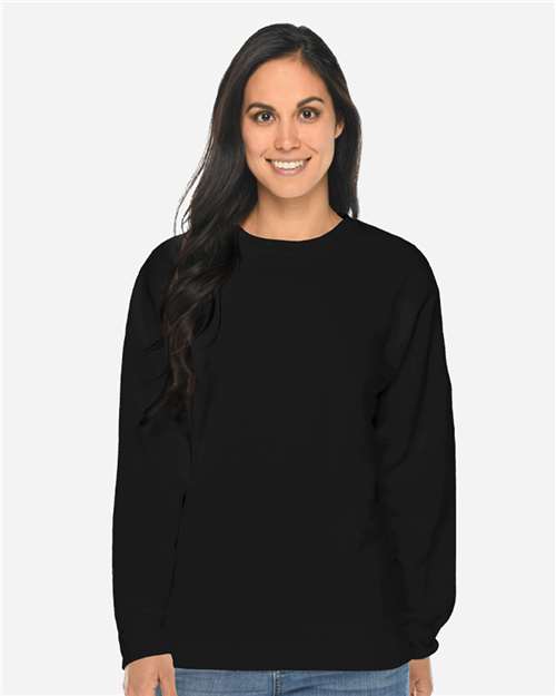 Rear View of Black Premium Crewneck Sweatshirt - LS14004