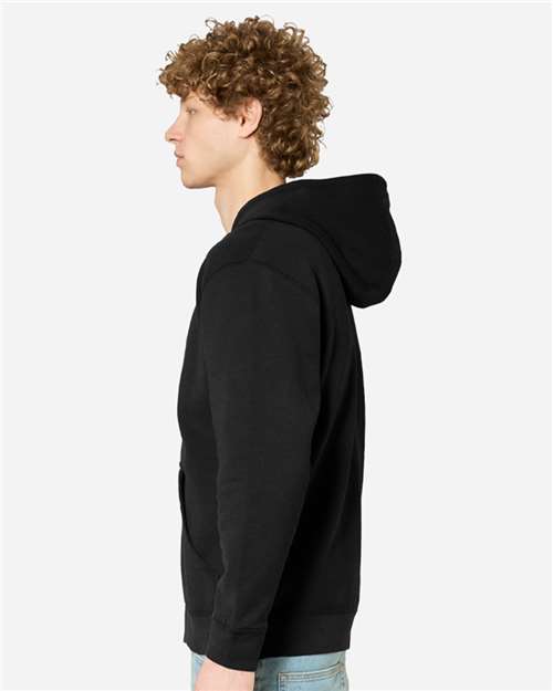Rear View of Black Premium Full-Zip Hooded Sweatshirt - LS14003