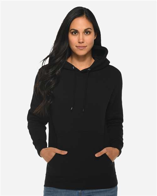 Rear View of Black Premium Pullover Hooded Sweatshirt - LS14001