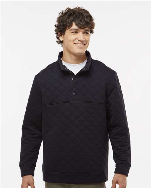 Black Quilted Snap Pullover - 8890