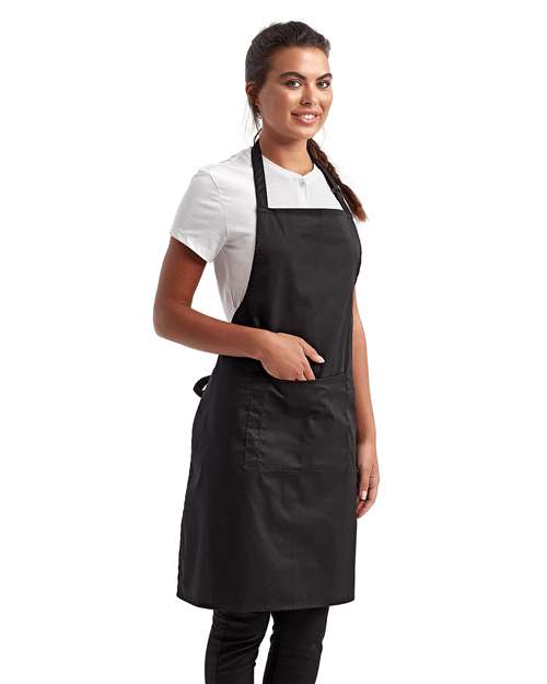 Black Recycled Bib Apron with Pocket - RP154