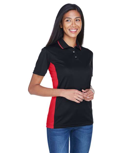 Black/ Red Women&#39;s Cool &amp; Dry Sport Two-Tone Polo - 8406L