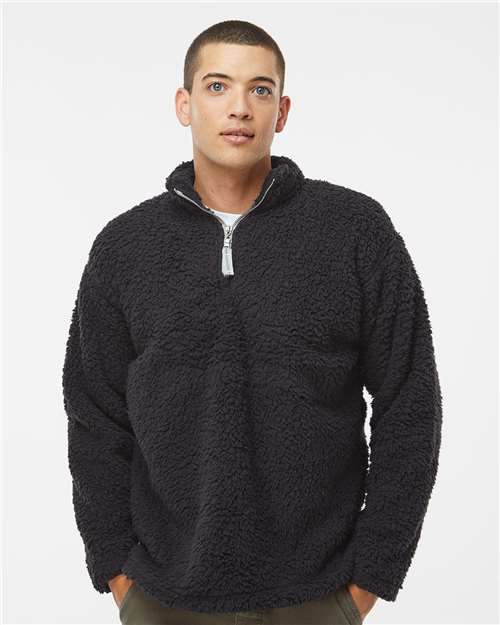 Black Sherpa Quarter-Zip Pullover - 8454