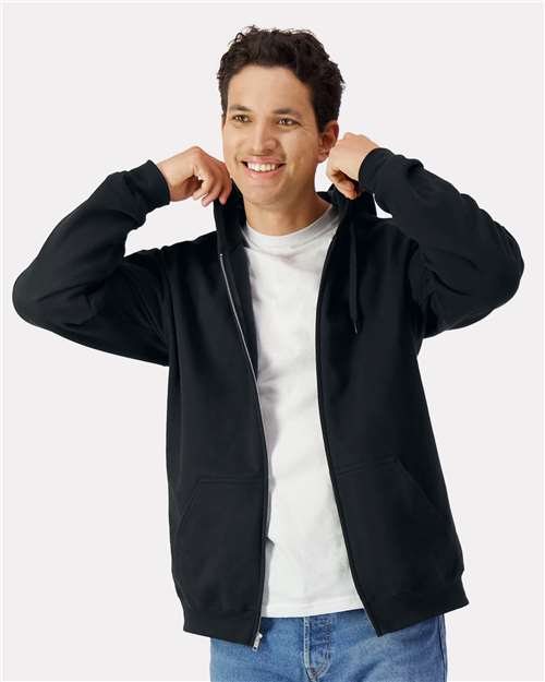 Black Softstyle® Full-Zip Hooded Sweatshirt - SF600