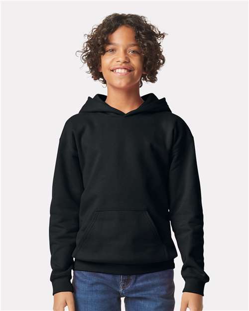 Black Softstyle® Youth Midweight Hooded Sweatshirt - SF500B