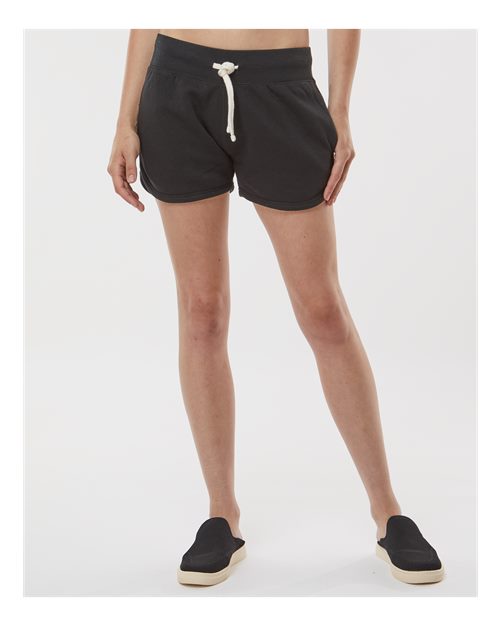 Black Solid Women&#39;s Fleece Shorts - 8856