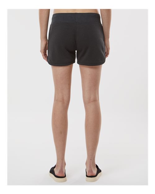 Black Solid Women&#39;s Fleece Shorts - 8856