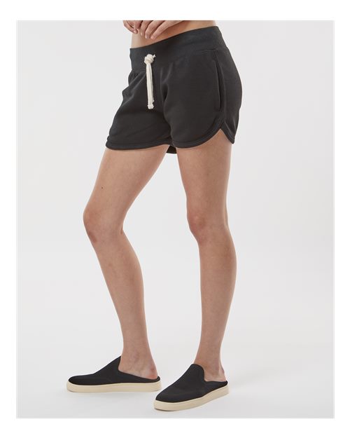 Black Solid Women&#39;s Fleece Shorts - 8856