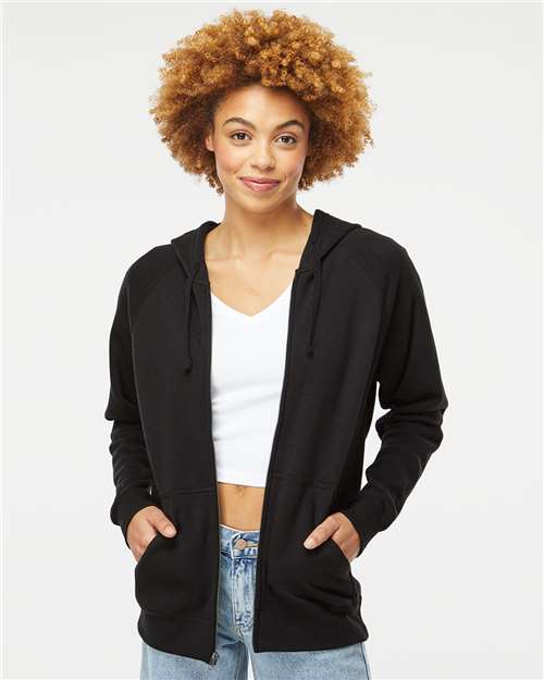 Black Special Blend Raglan Full-Zip Hooded Sweatshirt - PRM33SBZ