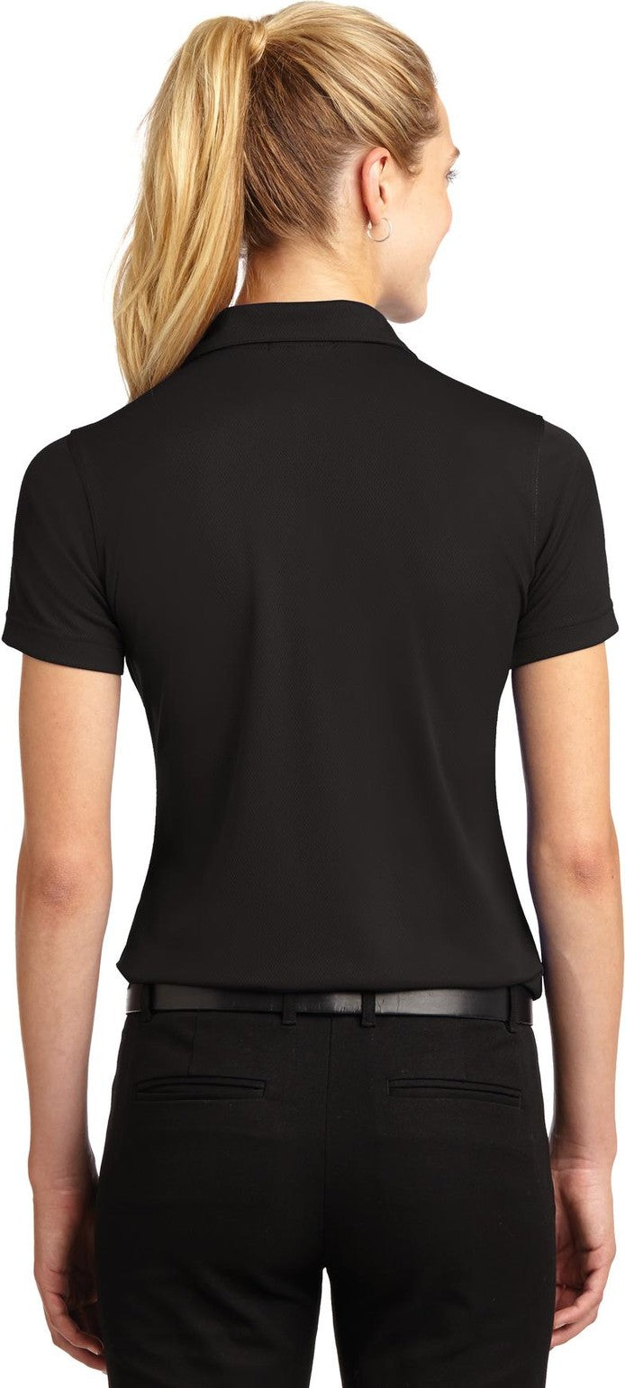 Black Sport-Tek Women's Dri-Mesh V-Neck Polo. L469