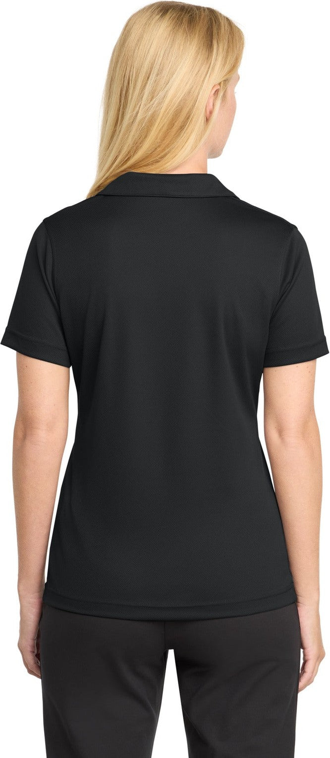 Black Sport-Tek Women's Dri-Mesh V-Neck Polo. L469