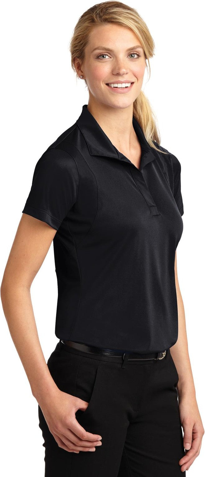 Black Sport-Tek Women's Micropique Sport-Wick Polo. LST650